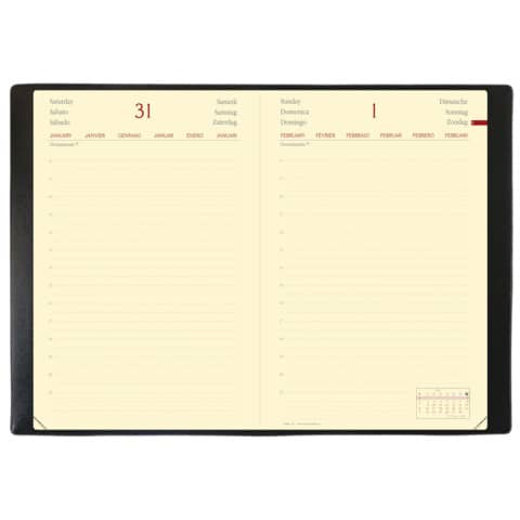 Agenda giornaliera 2025 Quo Vadis Daily 21 Prestige Silk 13x21 cm rosso - 37501425MQ